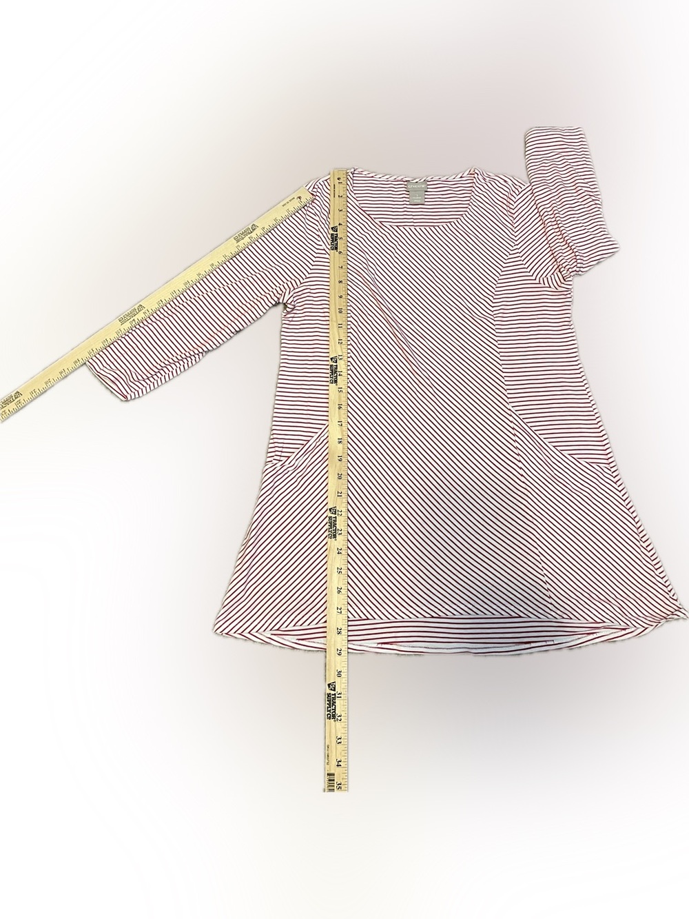 Chico’s Striped Asymmetrical 3/4 Sleeve Pocket Tunic size M - Picture 7 of 13